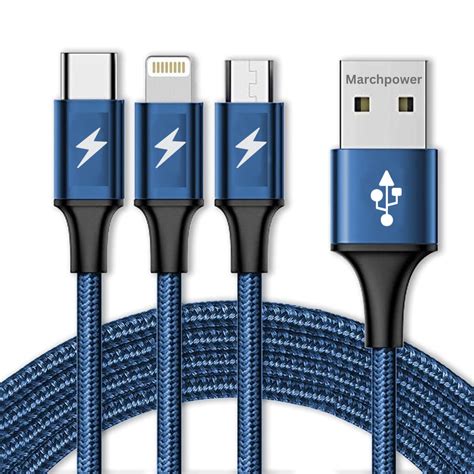Bkayp 3 in 1 Charging Cable Nylon Braided Multiple USB Fast Charging ...