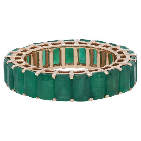 6 Carat Emerald Cut Diamond Eternity Band Ring 14k Yellow Gold For Sale ...