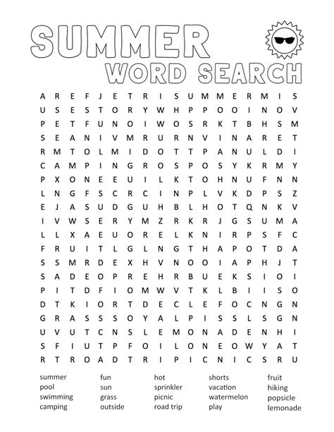Summer Word Search Puzzles Best Coloring Pages For Kids | Printable ...