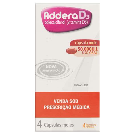 Addera D3 50.000 UI 4 Cápsulas | Drogaria Globo - Drogaria Globo
