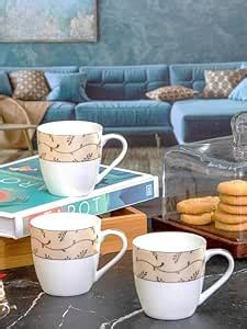 Buy Sonaki Bone China Tea/Coffee Mug Set of 6pcs SKY-M-G-CHAIN-D211 ...