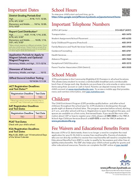 Jefferson County Public Schools Calendar 2024-2025 [PDF]