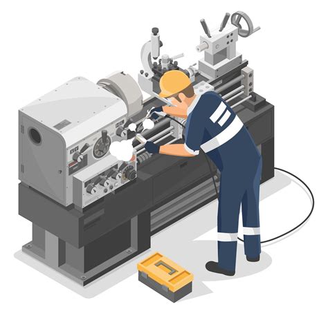 Technician Cleaning Metal Lathe Machine After work metalworker clean ...