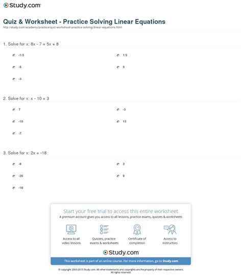 Image result for Linear Equations Practice Worksheet