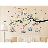 Heaven Decors PVC Vinyl Tree With Hanging Vine And Flower Wall Sticker ...