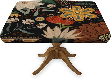 Amazon.com: Meetfeb Boho Square Fitted Tablecloth with Elastic ...