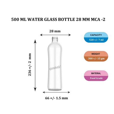 500 ml Water Glass Bottle 28 mm MCA -2 - Ajanta Bottle Pvt Ltd