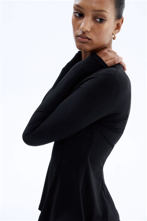 Peplum top - Black - Ladies | H&M IN