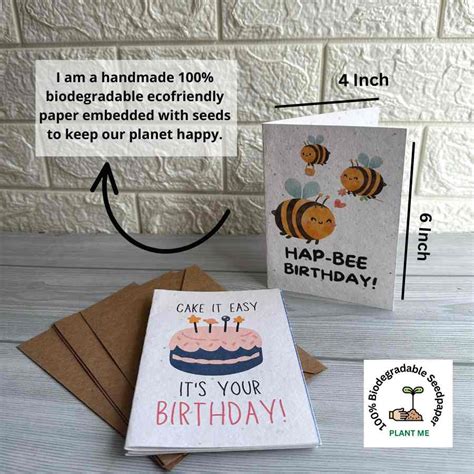 Seed Paper Birthday Cards A6 with Envelopes (Set of 4) – Kavi The ...