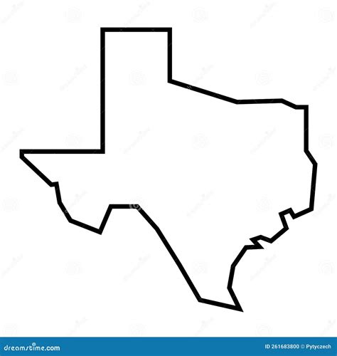 Texas Black Outline Map. State of USA Stock Vector - Illustration of ...