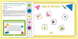 Year 2 Properties of 2D Shapes Differentiated Worksheet - Twinkl