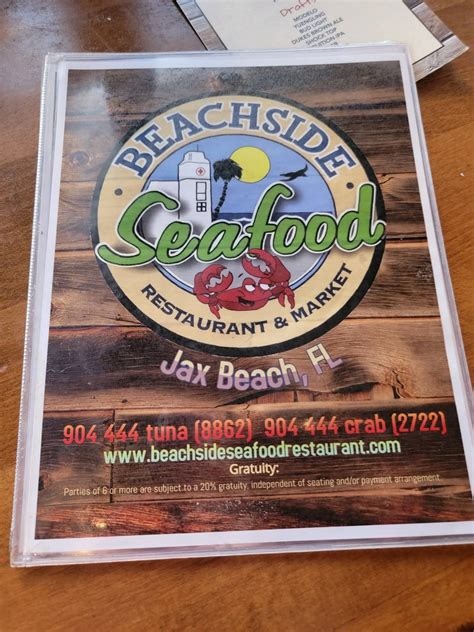 Menu at Beachside Seafood Restaurant & Market, Jacksonville Beach