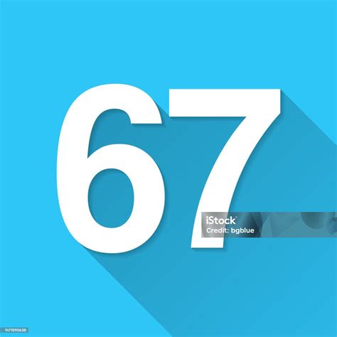 Ilustración de 67 Número Sesenta Y Siete Icono Sobre Fondo Azul Diseño ...