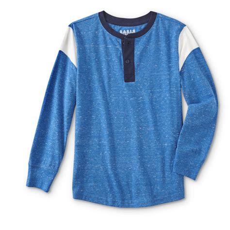 Basic Editions Boys' Henley Shirt - Heathered