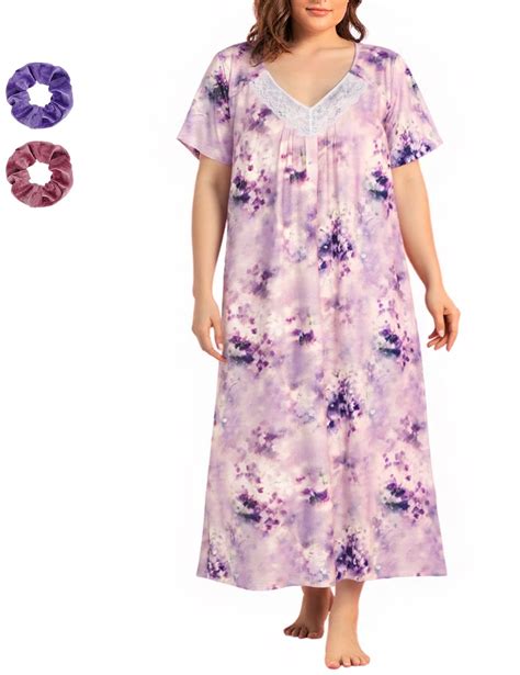 Loritta Plus Size Nightgowns for Women House Dress Short Sleeve ...