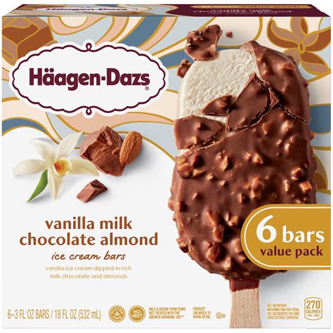 Haagen Dazs Vanilla Milk Chocolate Almond Ice Cream Bars, Gluten Free ...