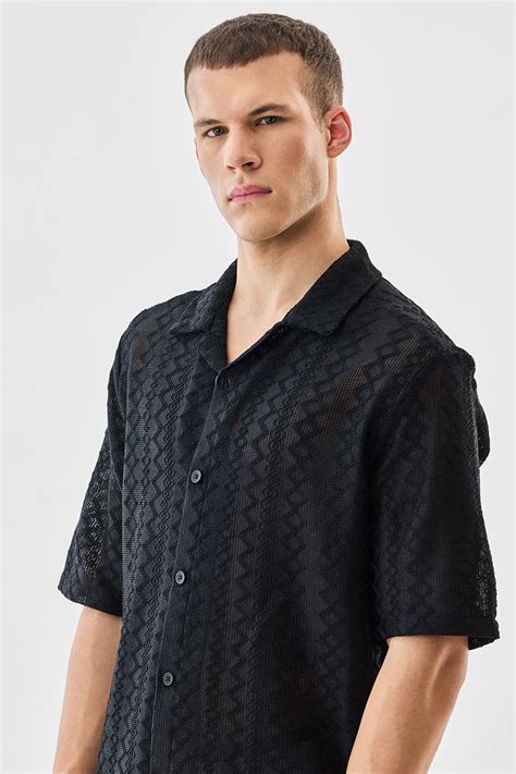 Buy Men's Black Textured Box Fit Shirt Online | Snitch – SNITCH