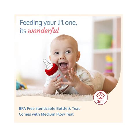 Luvlap Slim Neck Bottles and Teats Plain 250ml (Pack of 2)