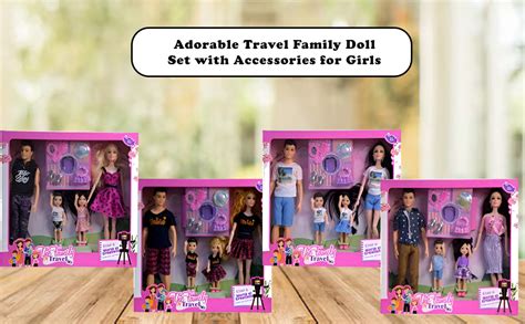 Buy WISHKEY Plastic Beautiful Travel Family Doll Set with Mom,Dad,Baby ...