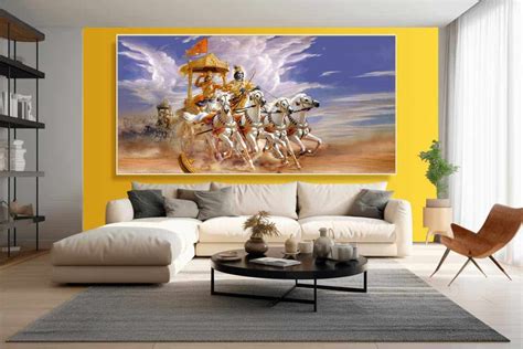 krishna arjuna chariot painting on canvas