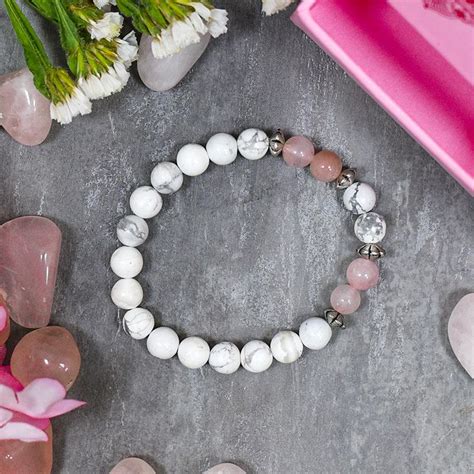 Buy Rose & Howlite Bracelet | Stone for Love, Peace & Relationship ...