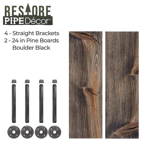 Buy 24 in. x 7.5 in. x 6.75 in. Boulder Black Restore Wood Decorative ...
