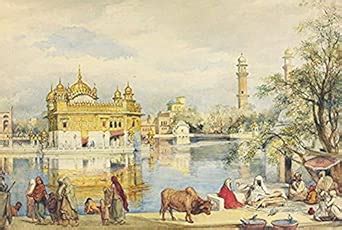 Ocher Art: The Golden Temple, Punjab- Indian Vintage Painting, Canvas ...