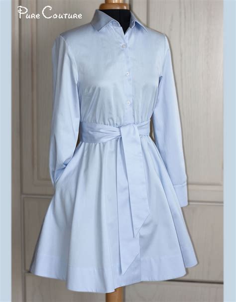 Light Blue Cotton Short Formal Button Down Shirt Dress / Sky - Etsy ...