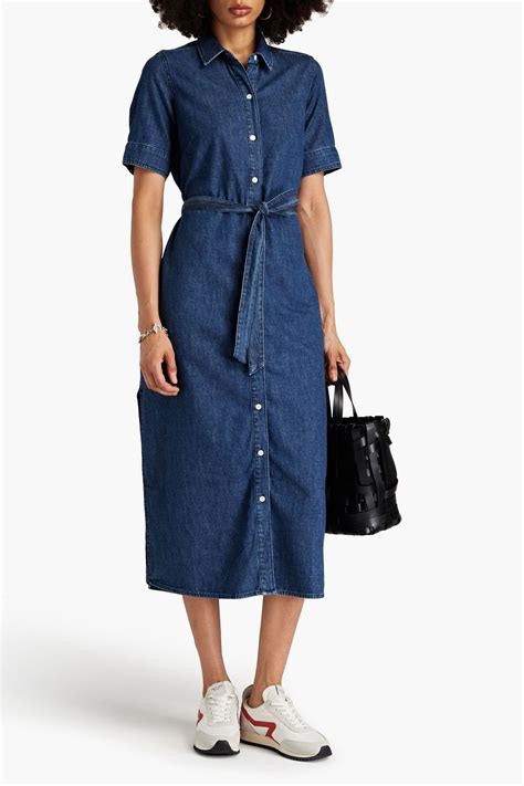 FRAME Belted denim midi shirt dress | THE OUTNET