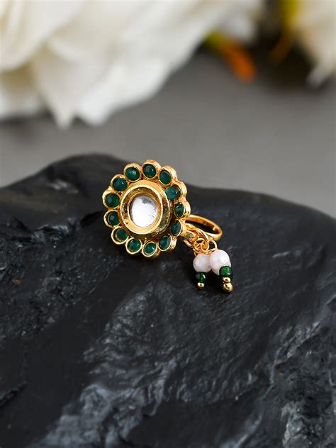 Buy Green Gold Plated Meenakari Besar Nose Pins for Women Online at ...