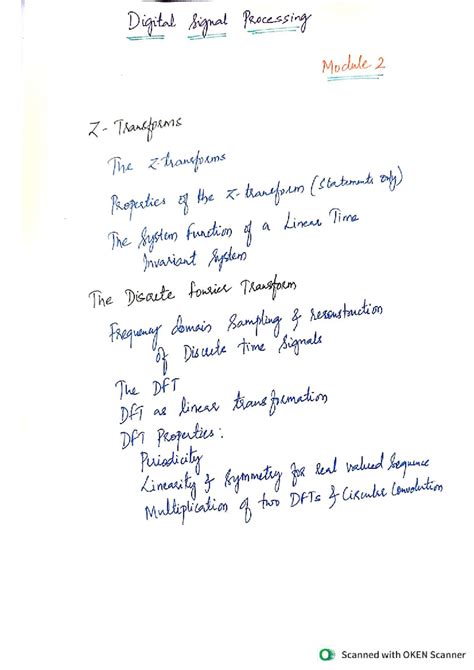 DSP Notes Module 2: Transforms and Properties of LTI Systems - Studocu