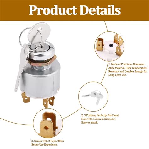 Ejoyous Ignition Key Switch, 3 Position Universal Car India | Ubuy