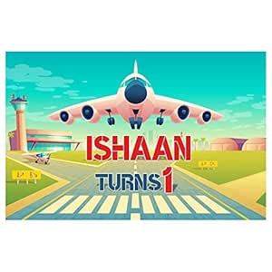 The Blu Party Airplane Theme Birthday Customized Backdrop/Banner with ...