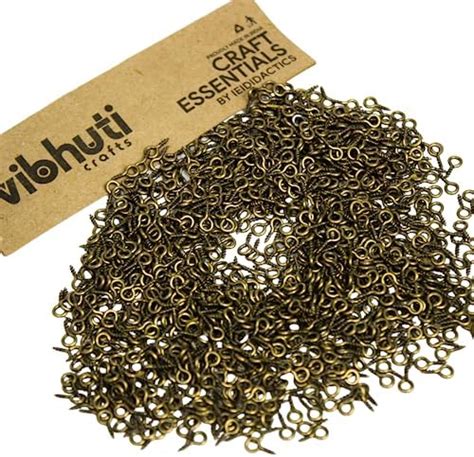 Vibhuti Crafts 100pcs Screw Eye Pins 4x8mm – Golden Eye Hooks for ...