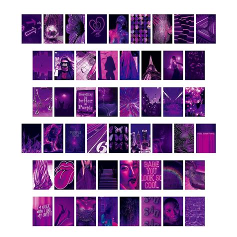 Buy TYEQWT 50 Pcs Purple Aesthetic Picture, Neon Collage Kit, Wall ...
