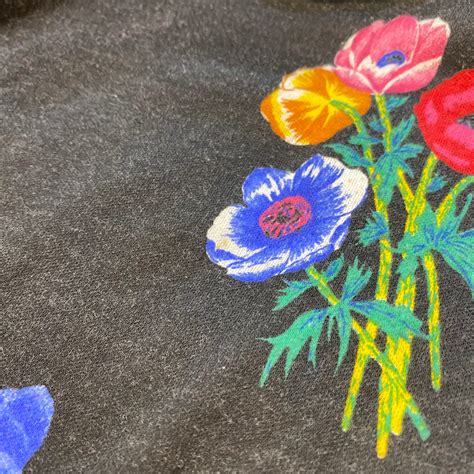 80s black flower printed skirt | LEMON