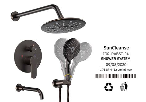 Suncleanse Oil Rubbed Bronze Shower System with Waterfall Tub Spout ...