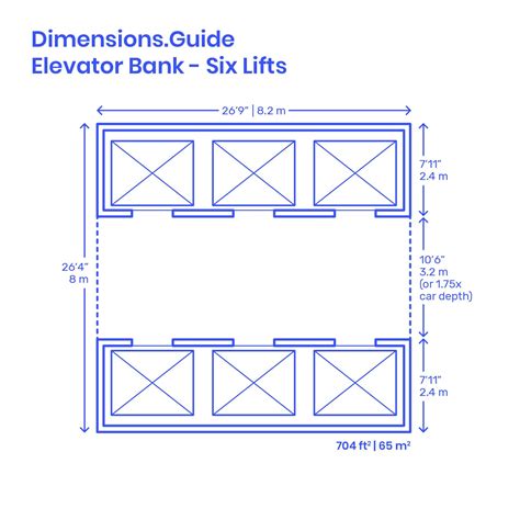 Six Lift Elevator Bank Layout | Elevator Dimensions & Drawings