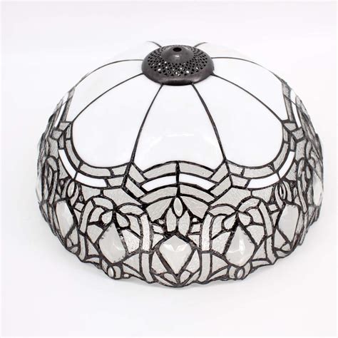 Buy WERFACTORY Tiffany Style Table Lamp White Stained Glass Crystal ...