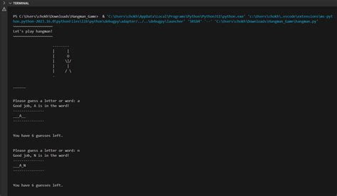 program hangman in python 的图像结果