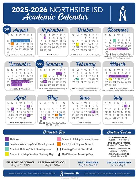 Northside ISD School Calendar 25-26 [PDF] - EduCounty