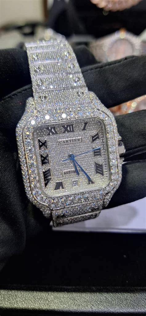 Buy Iced Out Moissanite Watch Cartier Moissanite Watch Japanese ...