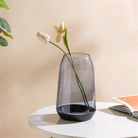 Clear Glass Vase Grey 9 Inch