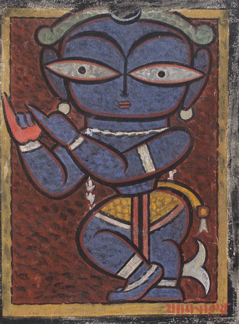 Jamini Roy Tempera on Cloth (Baby Krishna - Circa 1950) | Prinseps