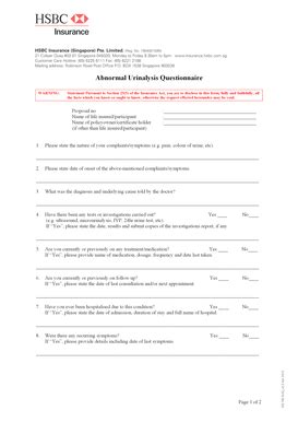 HSBC Abnormal Urinalysis Questionnaire - Blank Fillable Template | Fill ...