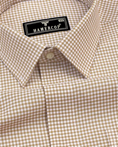 Cream Small Check Oxford Cotton Shirt – Hamercop