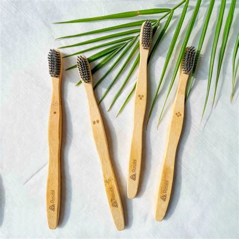 Buy Rusabl Organic Bamboo Toothbrush for Adults (Pack of 4) Manual ...