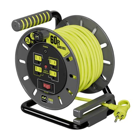 Masterplug 60ft Cord Reel, Retractable Extension Lead with Winding ...