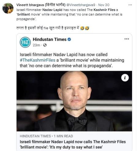After Calling ‘The Kashmir Files’ A Propaganda, Israeli Filmmaker Nadav ...