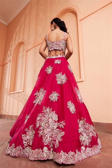 Osaa by Adarsh - Cut Ruby Lehenga Set - Elahe